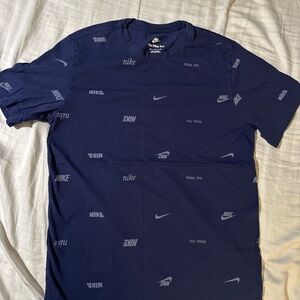 Nike Men's Navy Blue Club Allover Print T-Shirt